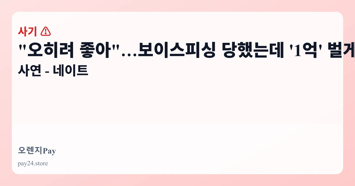 "오히려 좋아"…보이스피싱 당했는데 '1억' 벌게 된 사연 - 네이트 관련 이미지